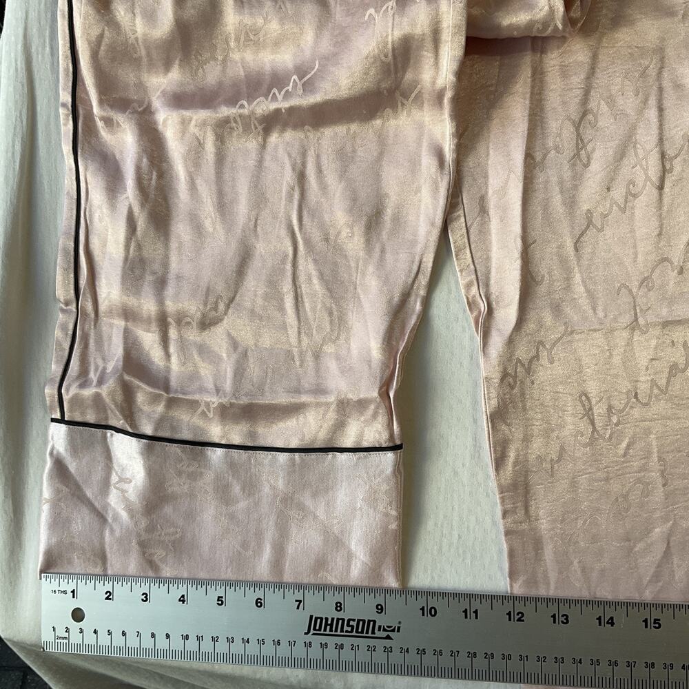 Victoria's Secret Women Sleepwear L Pink Pajama Pants Satin Script Logo 30”Insea - Picture 3 of 10